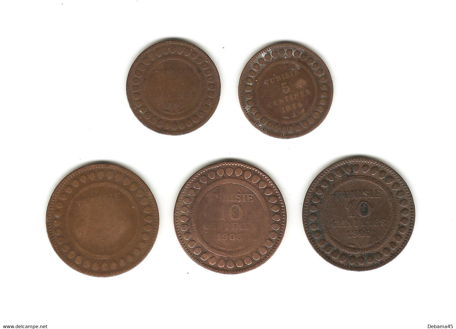 456/ Tunisie (Col. Fr) : 5 Centimes 1893 Et 1914 - 10 Centimes 18.., 1903 Et 1907 - Tunesien