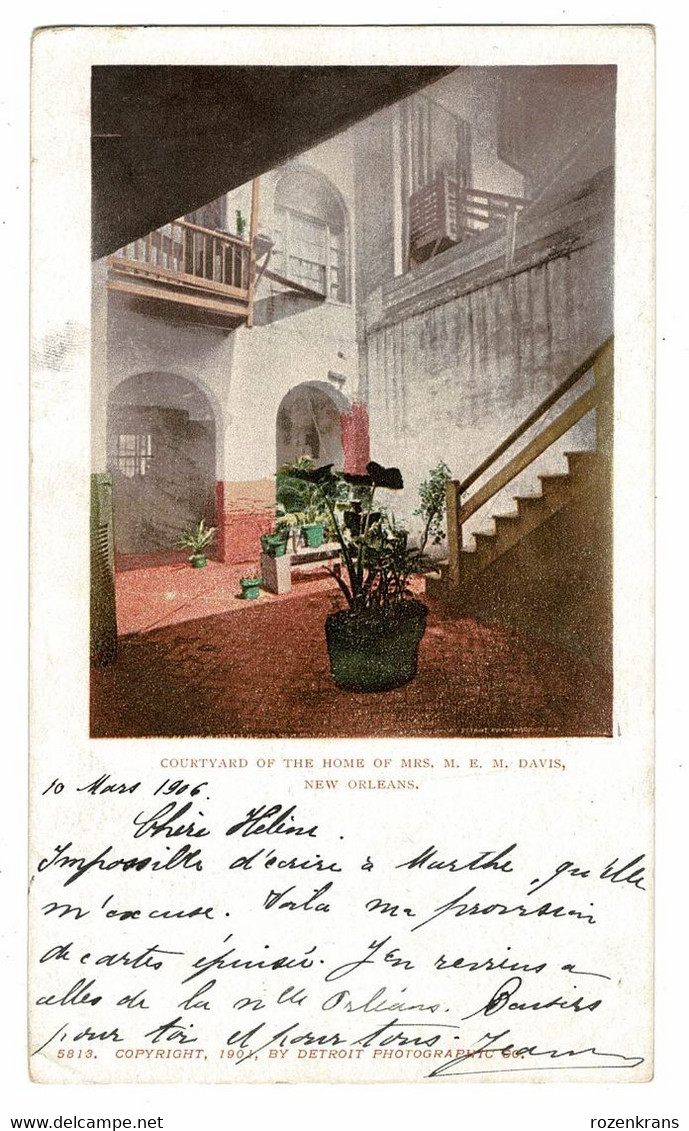 Courtyard Of The Home Of Mrs Davis Louisiana New Orleans USA United States Old Postcard CPA Carte Postale - New Orleans