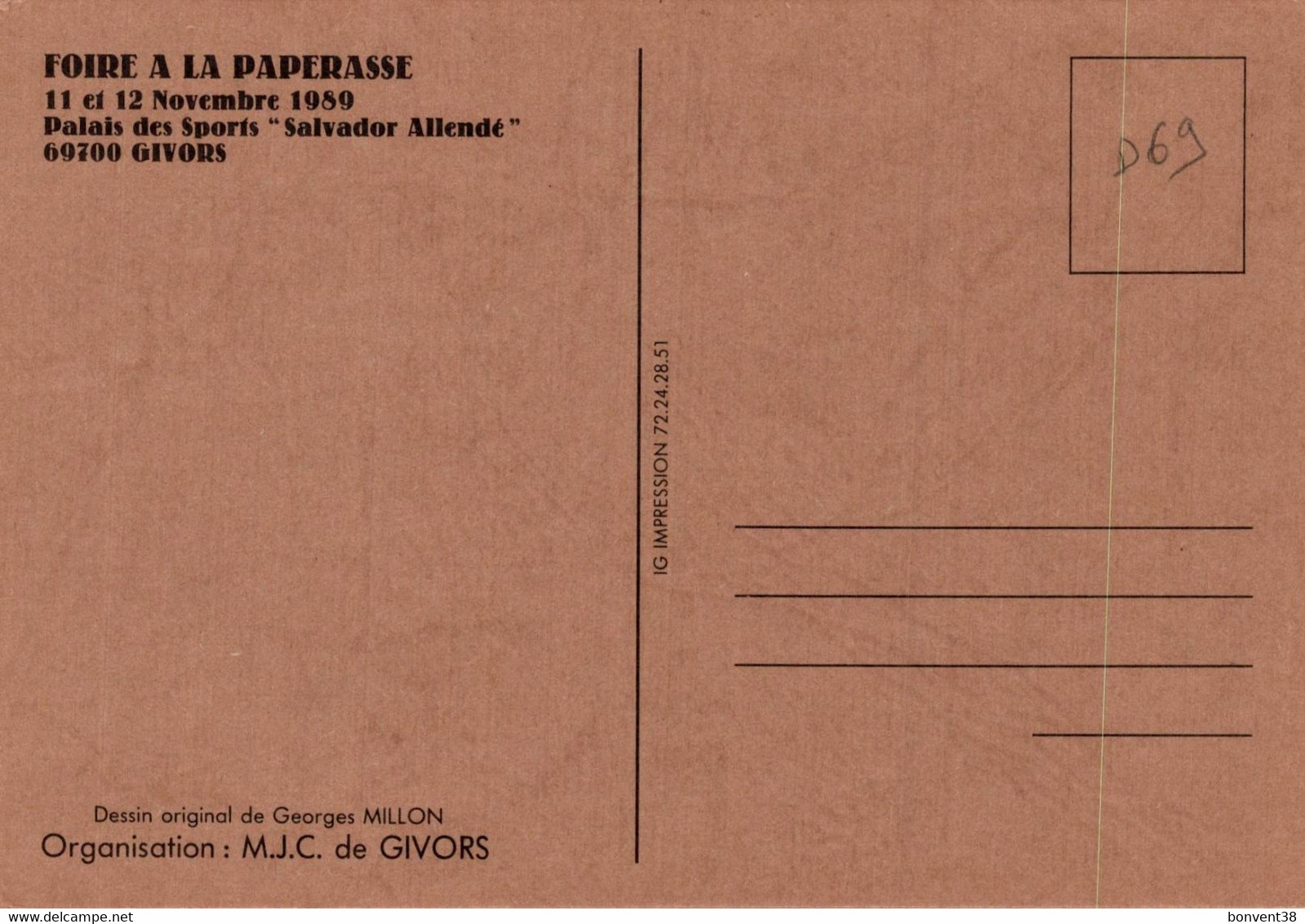 J0903 - 11ème FOIRE à La PAPERASSE - GIVORS 11 Et 12 Novembre 1989 - D69 - - DESSIN : MILLON Georg - Foires