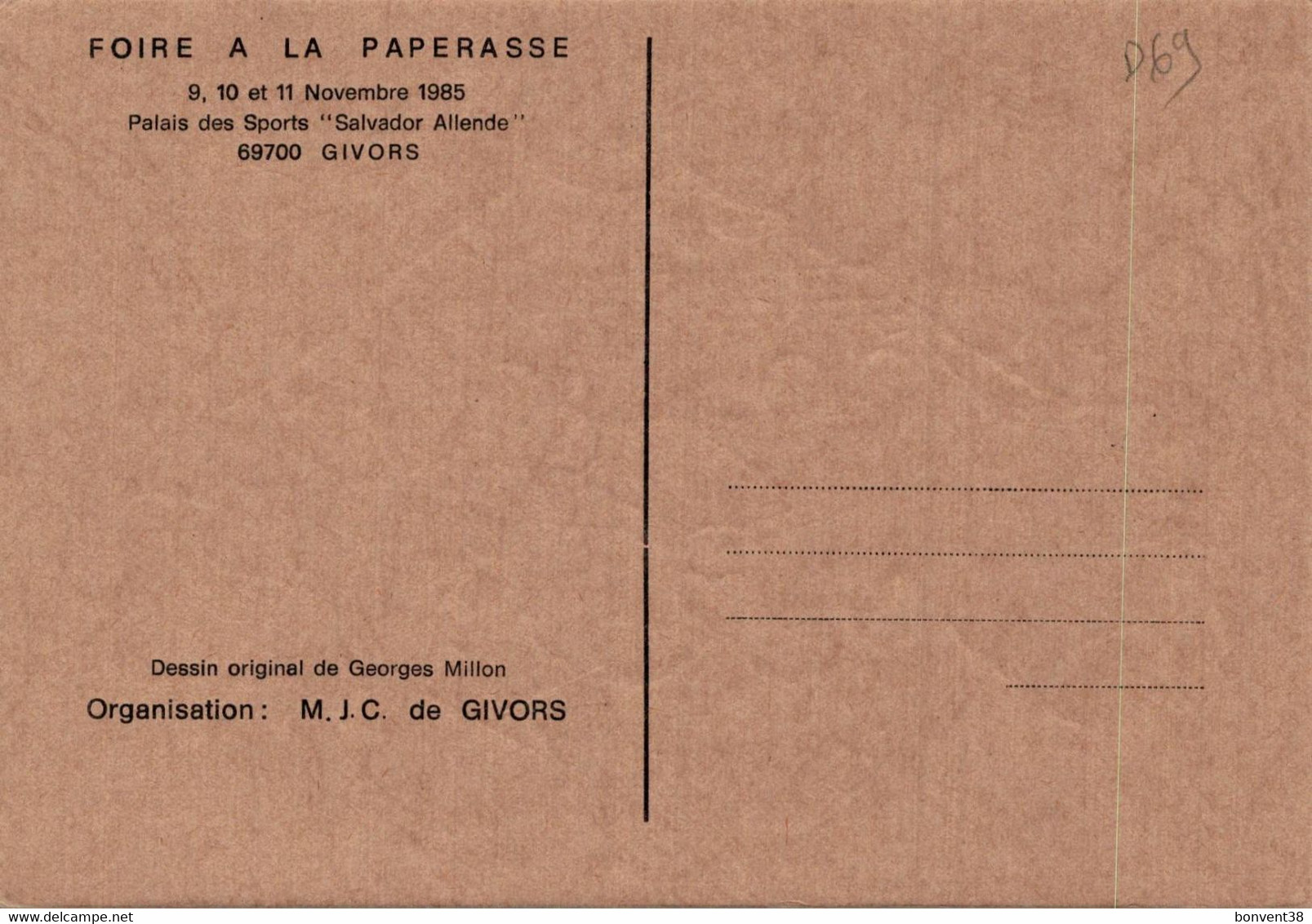 J0903 - 7ème FOIRE à La PAPERASSE - GIVORS 9/10 Et 11 Novembre 1985 - D69 - Illustrateur Georges MILLON - Kermissen