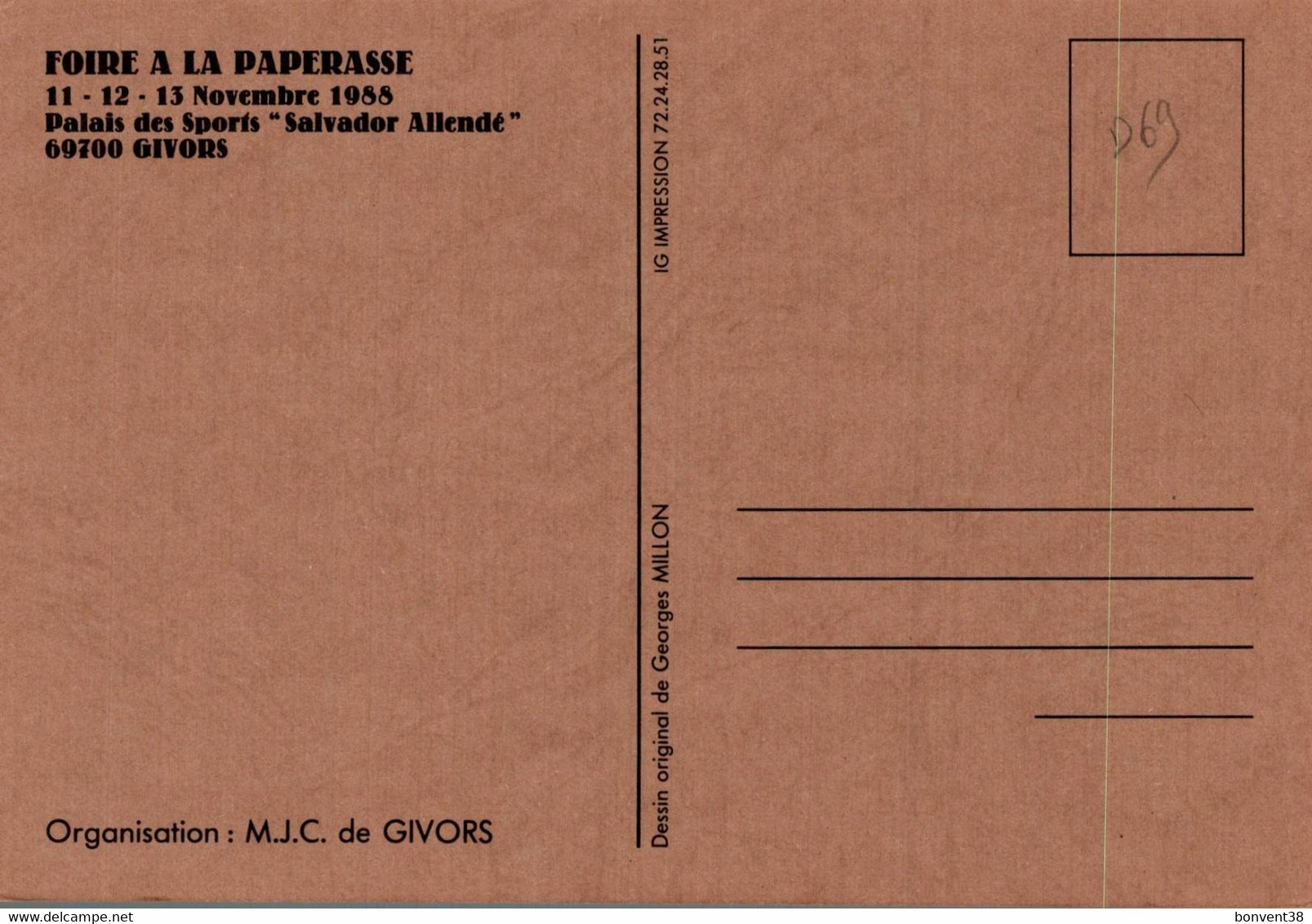 J0903 - 10ème FOIRE à La PAPERASSE - GIVORS 11/12 Et 13 Novembre 1988 - D69 - Illustrateur Georges MILLON - Fairs