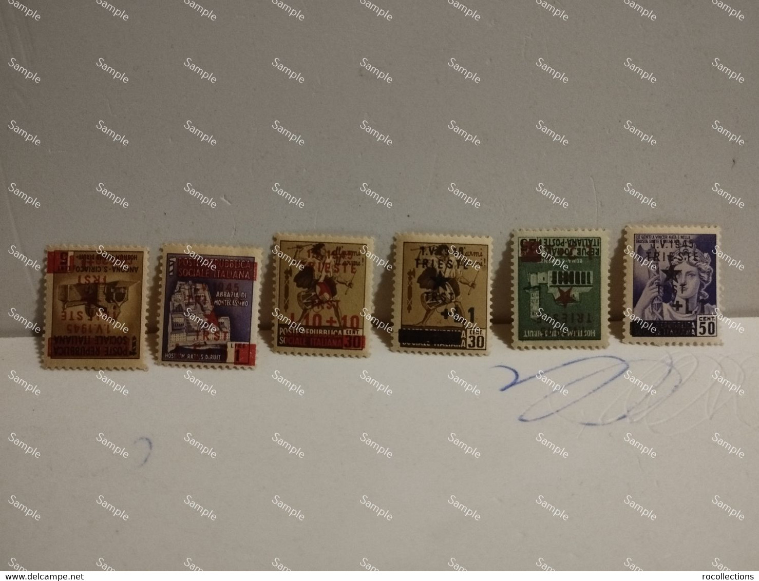 Italy Italia To Identify Fascist Era 10X Stamps Francobolli REPUBBLICA SOCIALE ITALIANA. Overstamp Trst Trieste - Other & Unclassified