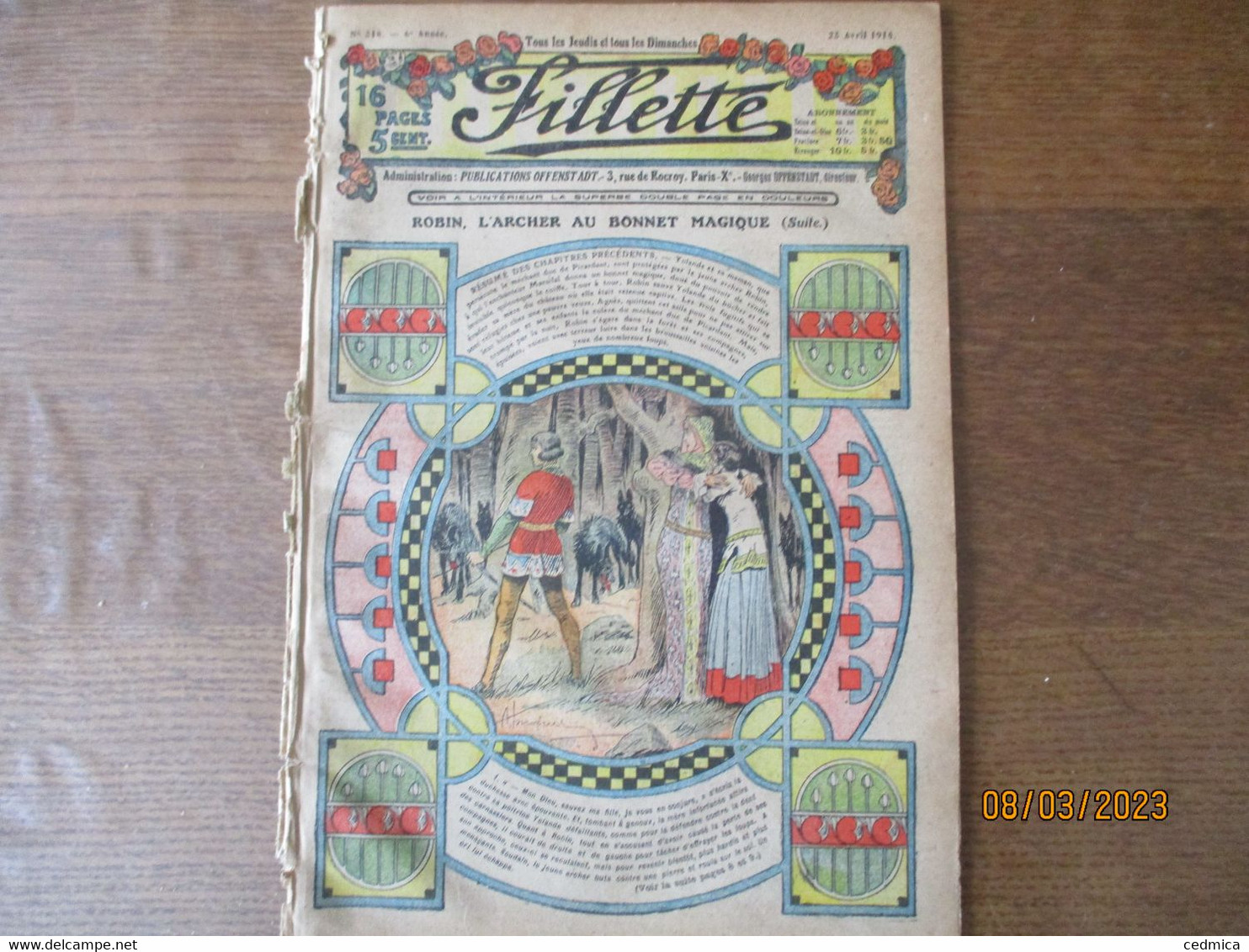 FILLETTE N°318 DU 23 AVRIL 1914 - Fillette