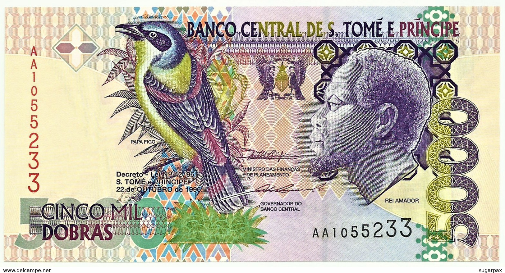 SAINT THOMAS & PRINCE - 5000 DOBRAS - 22.10.1996 - P. 65.a - Unc. - Prefix AA - Rei Amador - 5.000 - Sao Tome And Principe