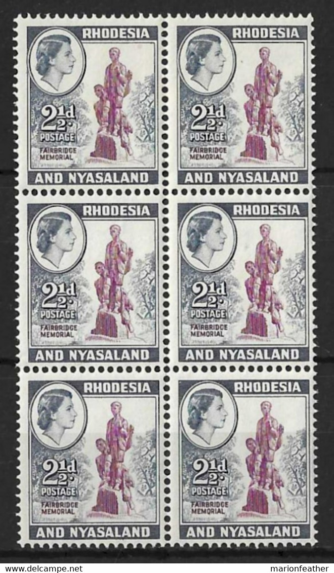 RHODESIA & NYASALAND...QUEEN ELIZABETH II...(1952-22..)....SG21....2 & HALFd X BLOCK OF 6.....(CAT.VAL.£12..)....MNH.. - Rhodesia & Nyasaland (1954-1963)