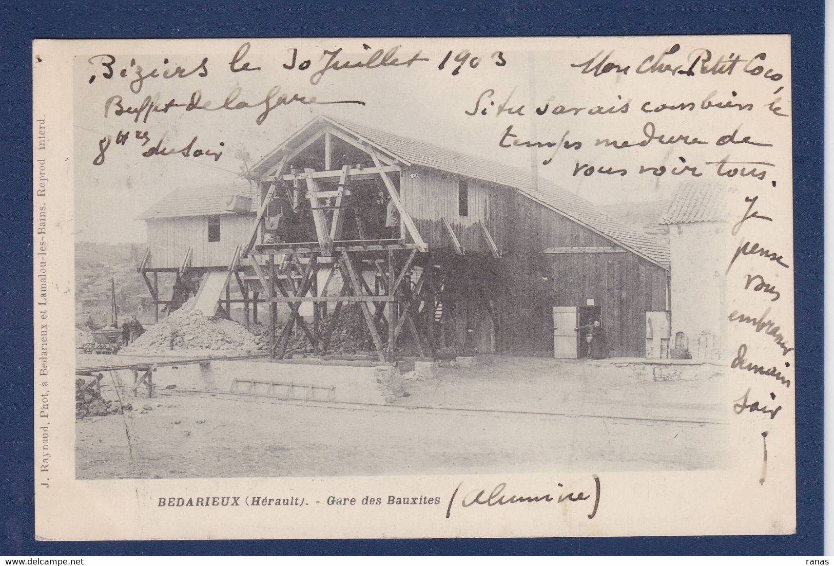 CPA [34] Hérault > Bedarieux Gare En Construction Métier Voir Dos - Bedarieux