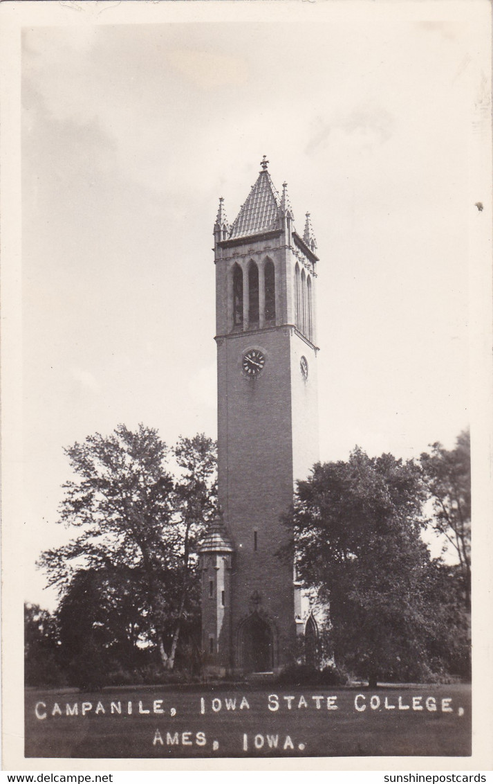 Iowa Ames The Campanile Iowa State College Real Photo - Ames