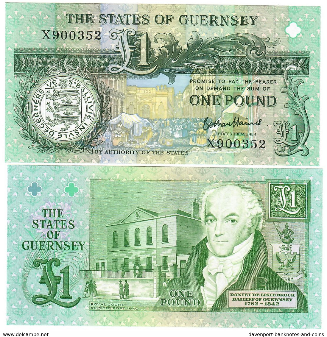 Guernsey 1 Pound 1990 (2016) UNC "Haines" "X" - Guernsey