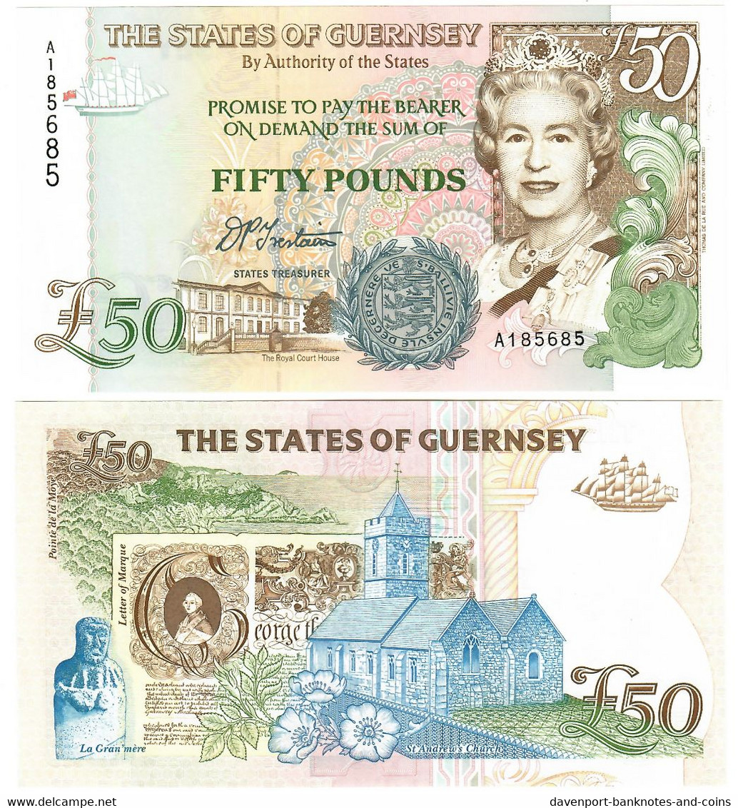 Guernsey 50 Pounds 1994 UNC "Trestain" - Guernsey