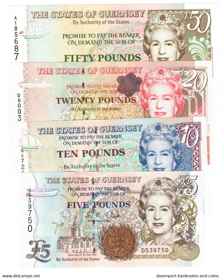 SET Guernsey 5, 10, 20 & 50 Pounds 1994-2009 UNC - Guernsey