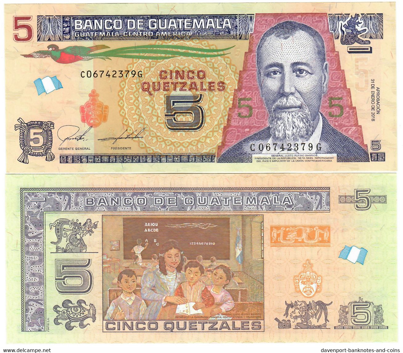 Guatemala 5 Quetzales 2018 UNC - Guatemala