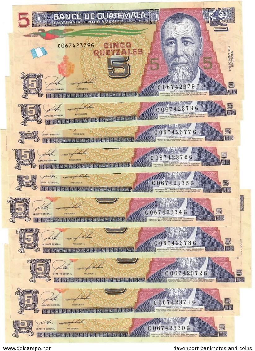 Guatemala 10x 5 Quetzales 2018 UNC - Guatemala