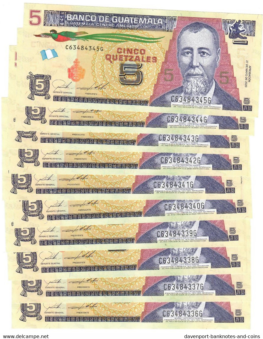 Guatemala 10x 5 Quetzales 2020 UNC - Guatemala