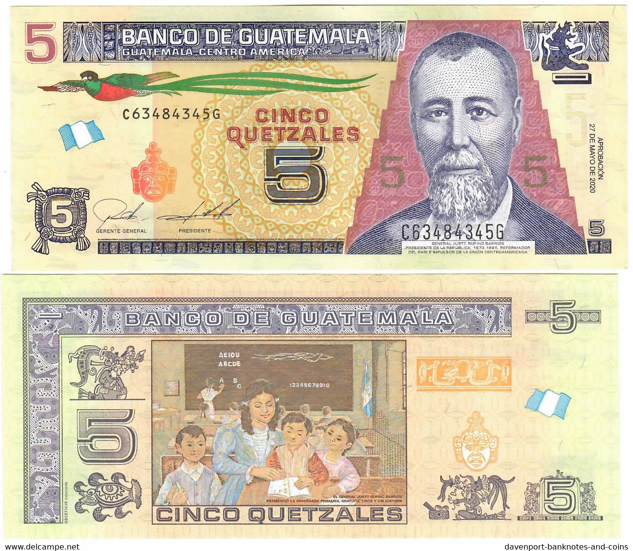 Guatemala 10x 5 Quetzales 2020 UNC - Guatemala