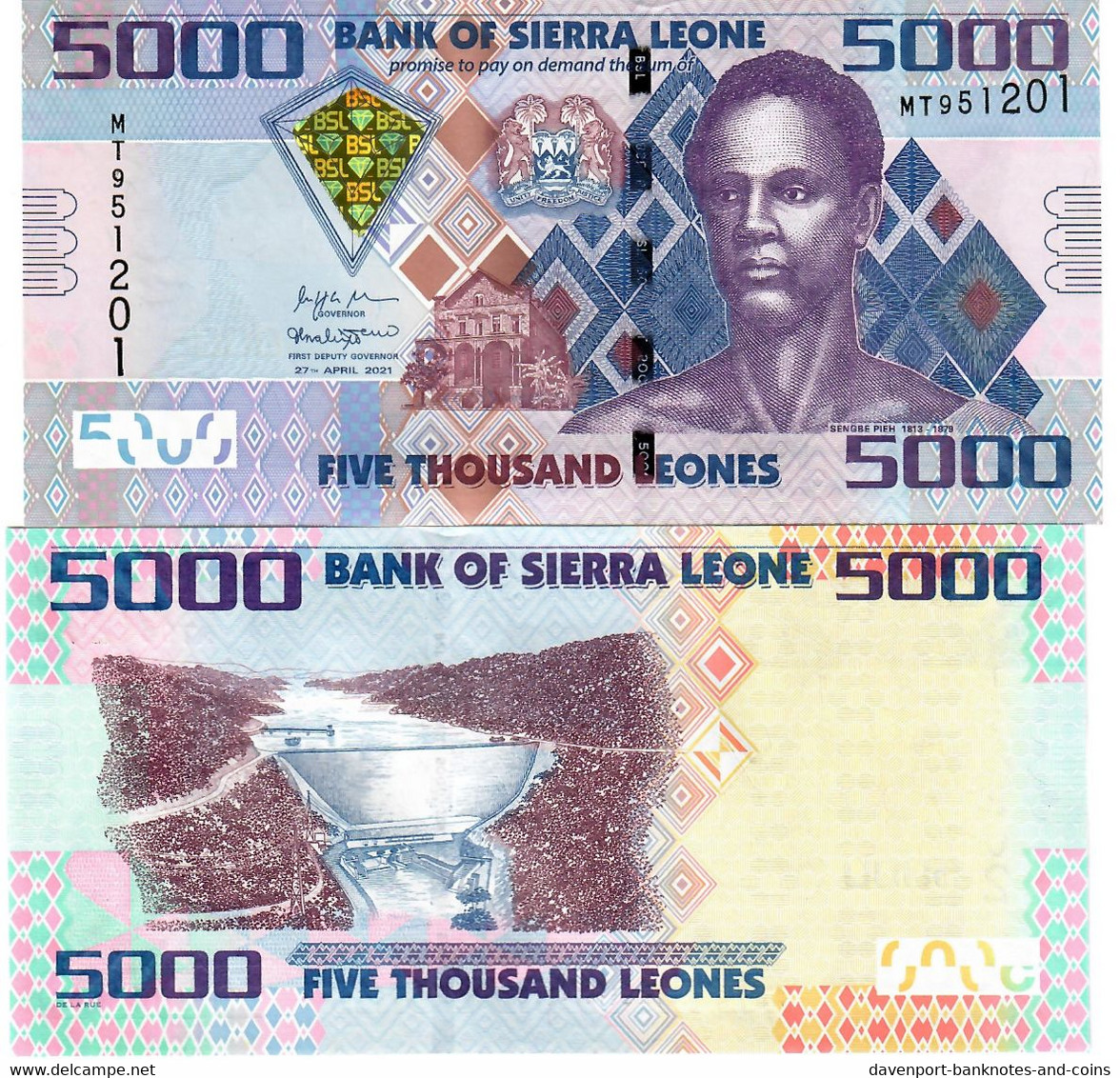 Sierra Leone 10x 5000 Leones 2021 UNC Last Issue - Sierra Leone