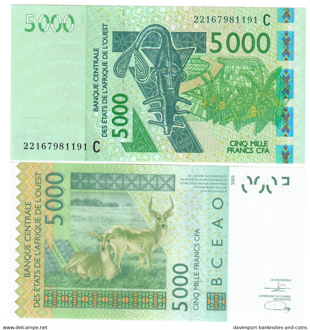 Burkina Faso 5000 Francs CFA 2022 [C] UNC - Burkina Faso