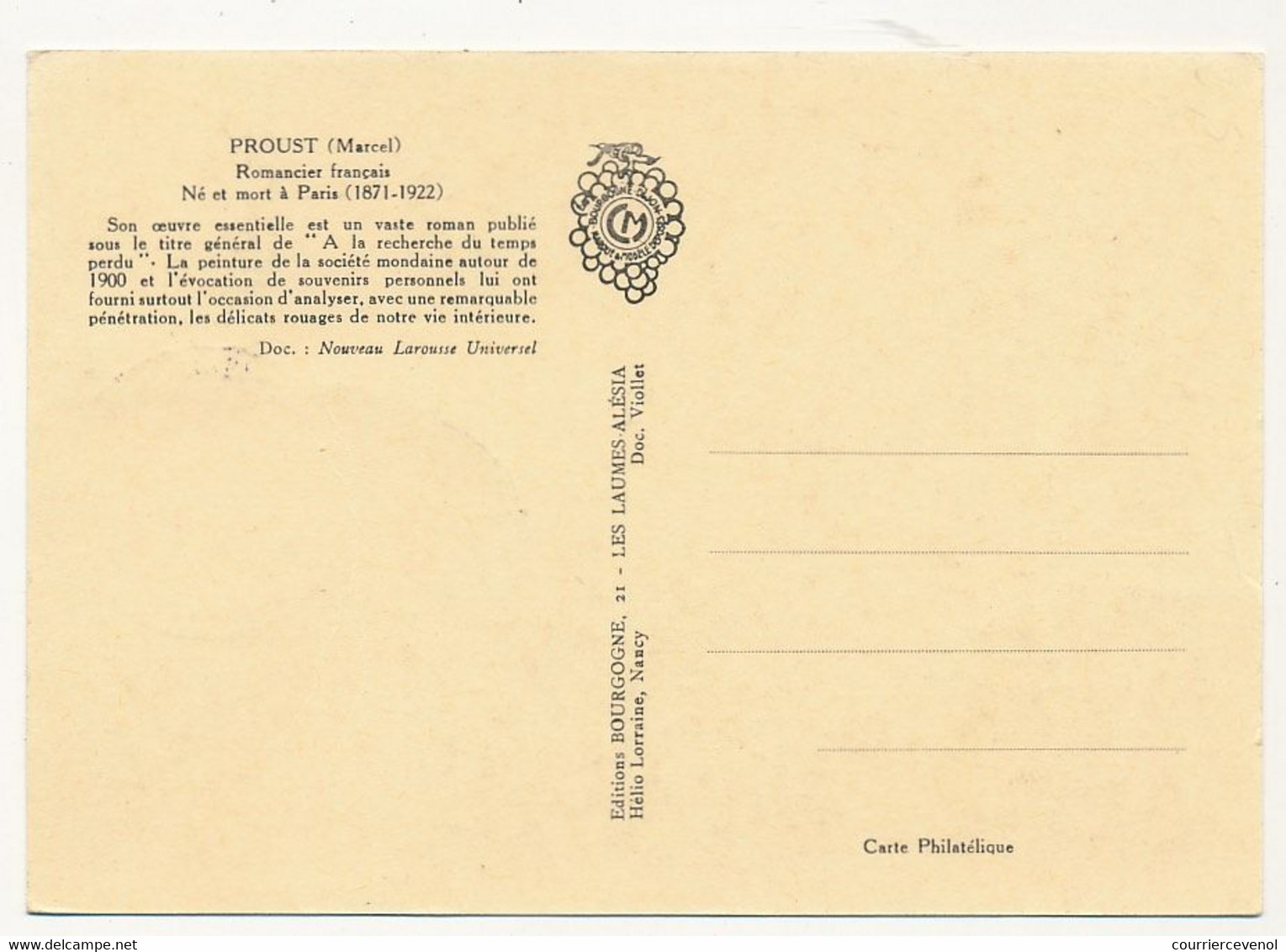 FRANCE => Carte Maximum => 0,30 + 0,10 Marcel Proust - Obl Premier Jour PARIS 12 Février 1966 - 1960-1969