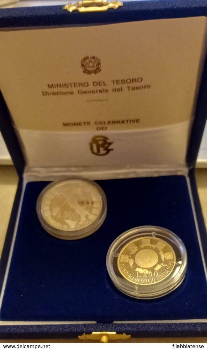 1989 - Italia 200 Lire + 500 Lire Mondiali Di Calcio - Dittico   Fs    ----- - Commémoratives