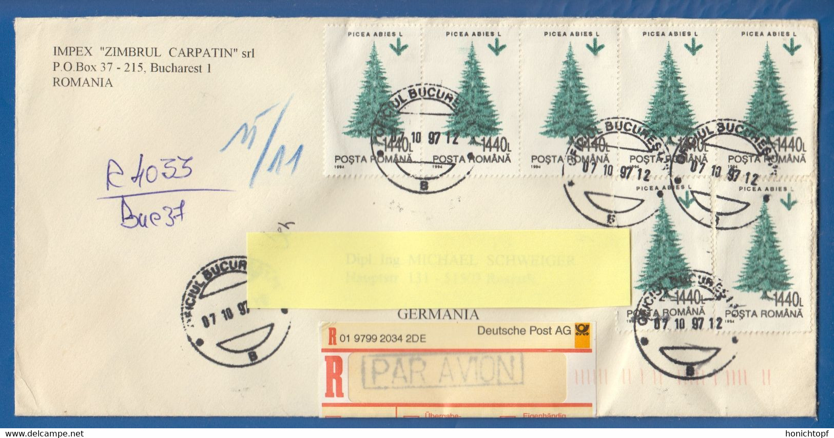 Rumänien; Brief Einschreiben; Infla; 1997; Brasov; Romania - Covers & Documents