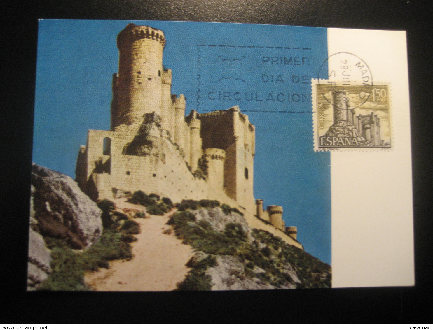 1968 Castillo De Peñafiel Valladolid Castle Chateau Maxi Maximum Card SPAIN - Châteaux