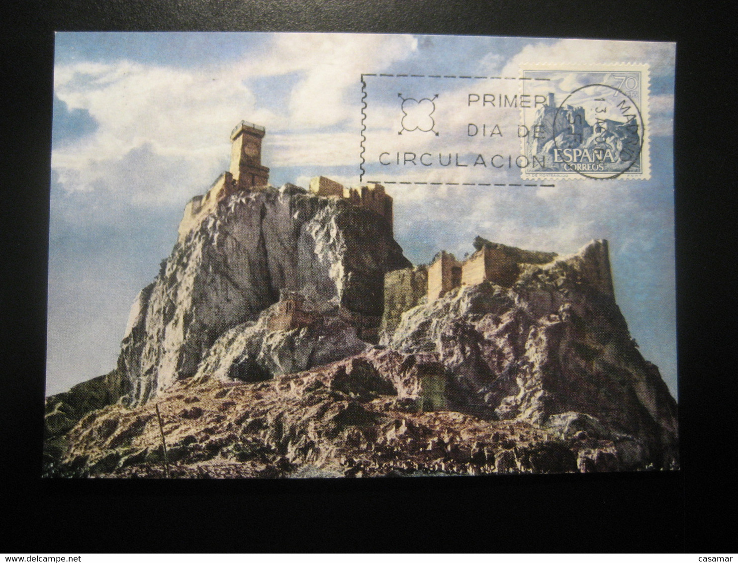 1966 Monteagudo Murcia Castillo Castle Chateau Maxi Maximum Card SPAIN - Châteaux