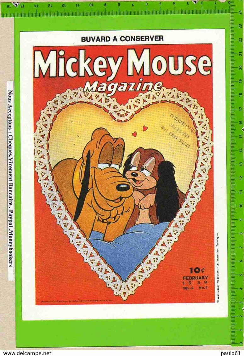 BUVARD : Mickey Mouse Magazine   :Coeur Dentelé - Papeterie