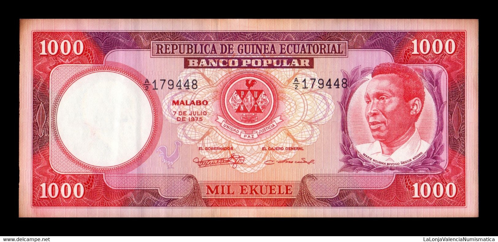 Equatorial Guinea Ecuatorial 1000 Ekuele 1975 Pick 13 Ebc Xf - Aequatorial-Guinea