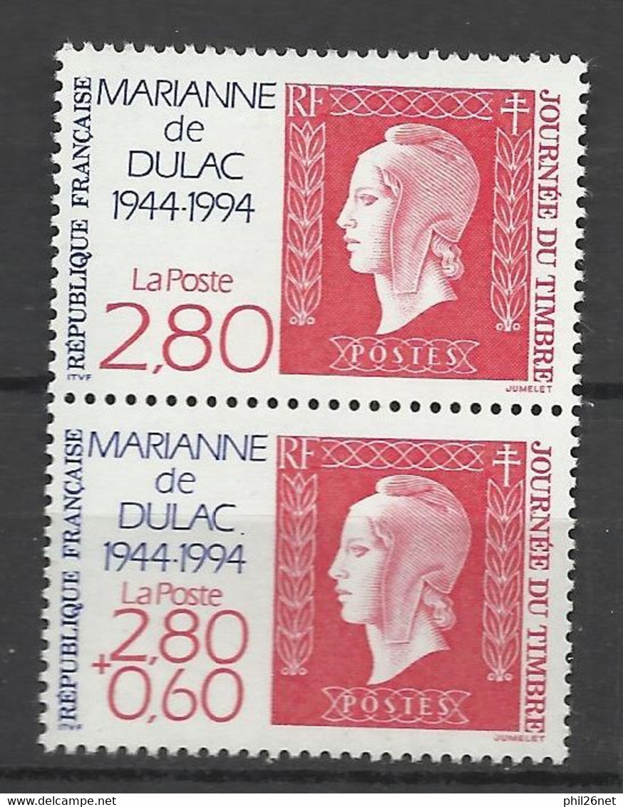 France Paire N° 2864 Et 2863a  Journée Du Timbre 1994 Marianne De Dulac Neufs  * *     B/TB Voir Scans  Soldé  ! ! ! - Journée Du Timbre