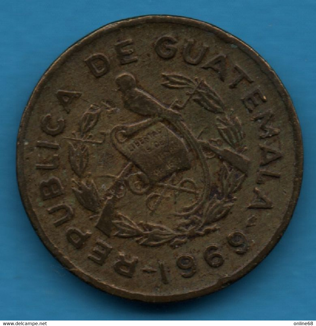 GUATEMALA 1 CENTAVO 1969 KM# 265 FRAY BARTOLOME DE LAS CASAS - Guatemala