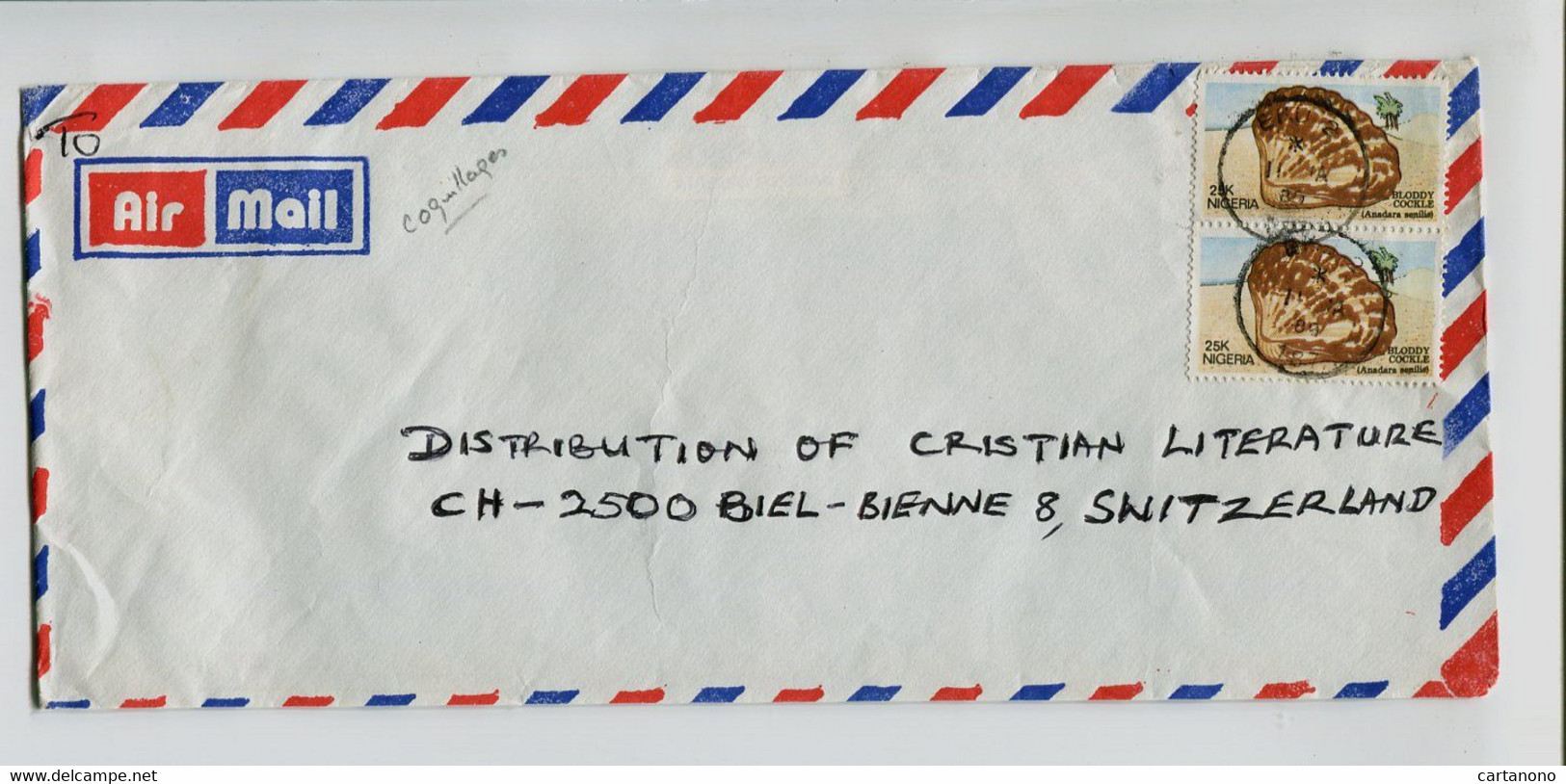 NIGERIA  - Affranchissement Multiple Sur Lettre - Coquillage - Nigeria (1961-...)