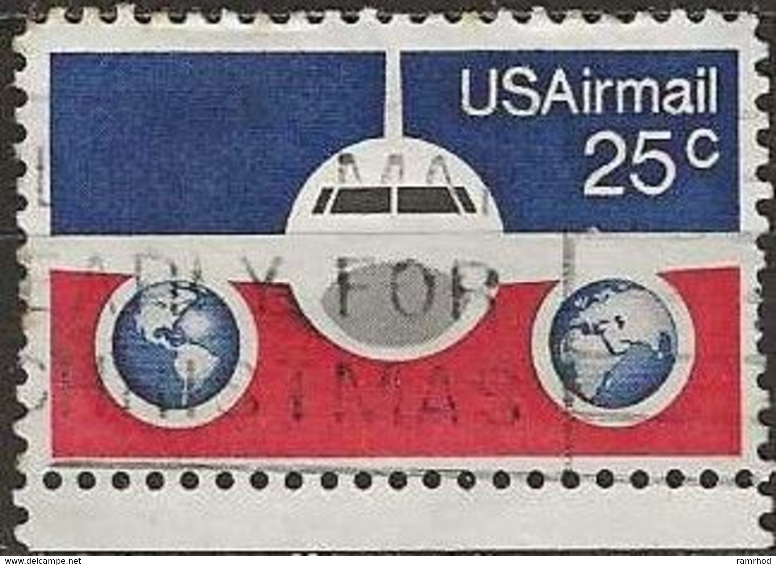 USA 1976 Air.  US Flag - 25c. - Black, Blue And Red FU - 3a. 1961-… Afgestempeld