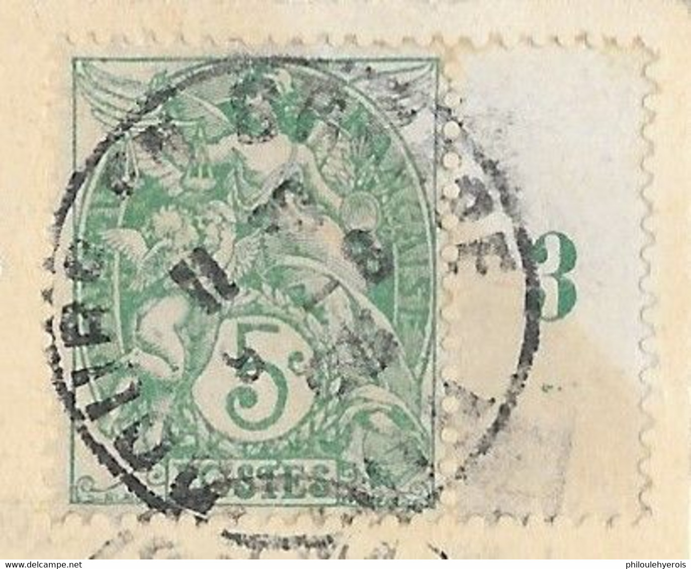 TYPE BLANC 5 Cts Vert N° 111 Sur Carte Postale Avec Le Millésime 3 - Millesimes