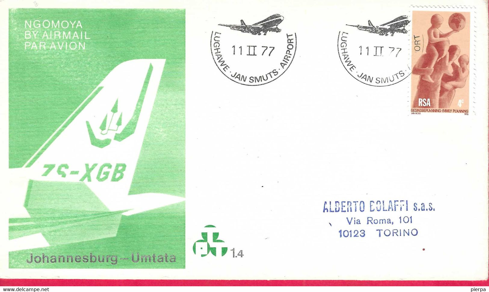 SUD AFRICA - PRIMO VOLO JOHANNESBURG/ UMTATA * 11.II.77* SU BUSTA UFFICIALE - Airmail