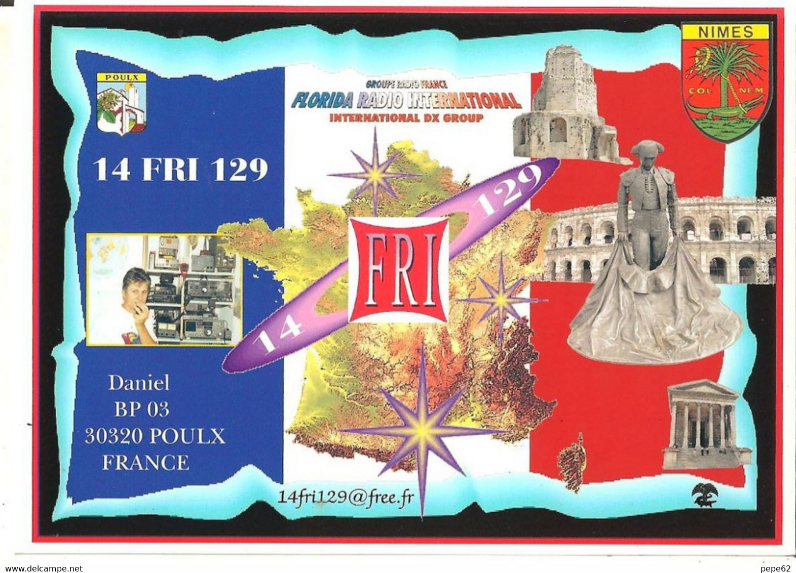 Poulx Nimes- - Carte De QSL-florida Radio International -lot De 2 Cartes - CB