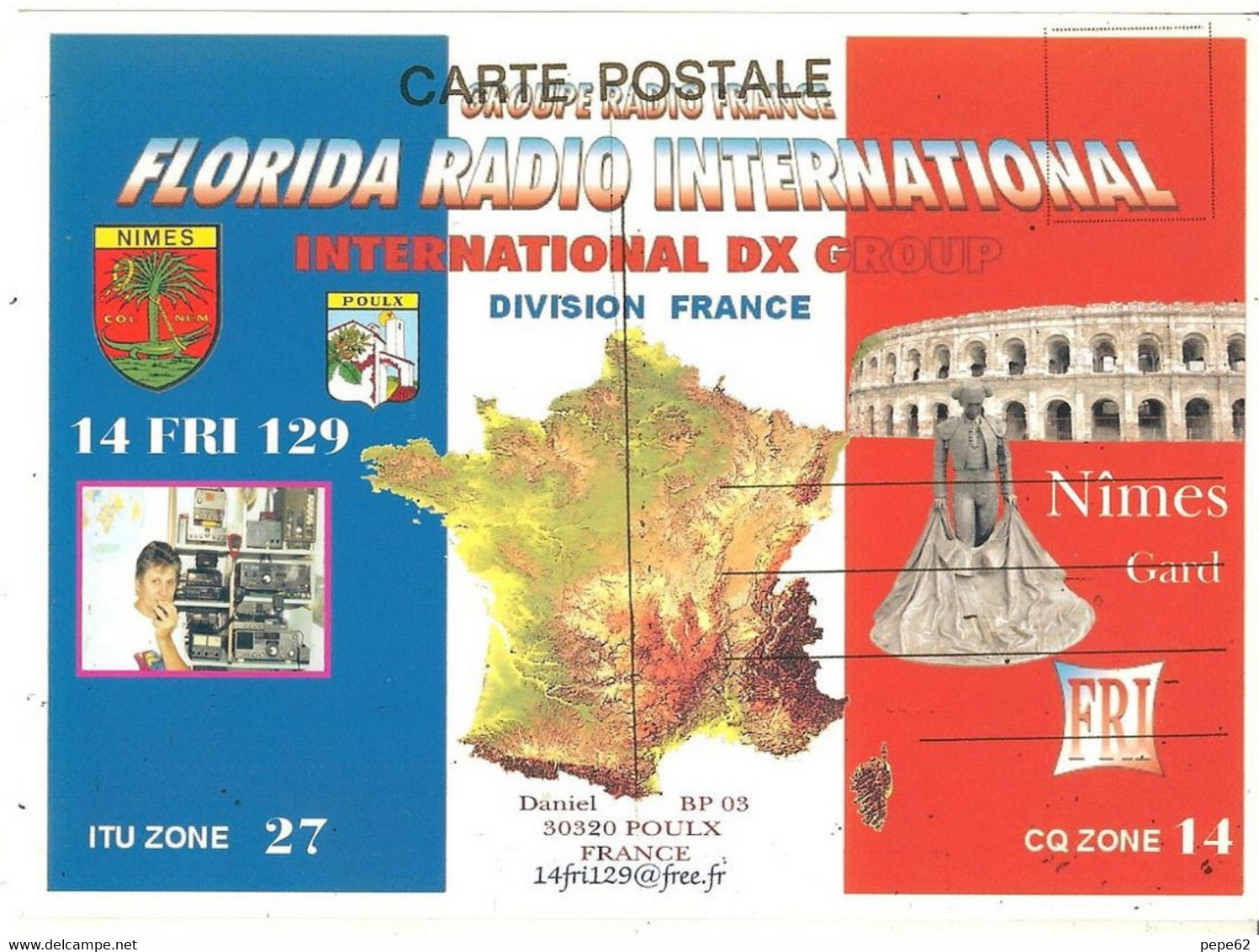 Poulx Nimes- - Carte De QSL-florida Radio International -lot De 2 Cartes - CB-Funk