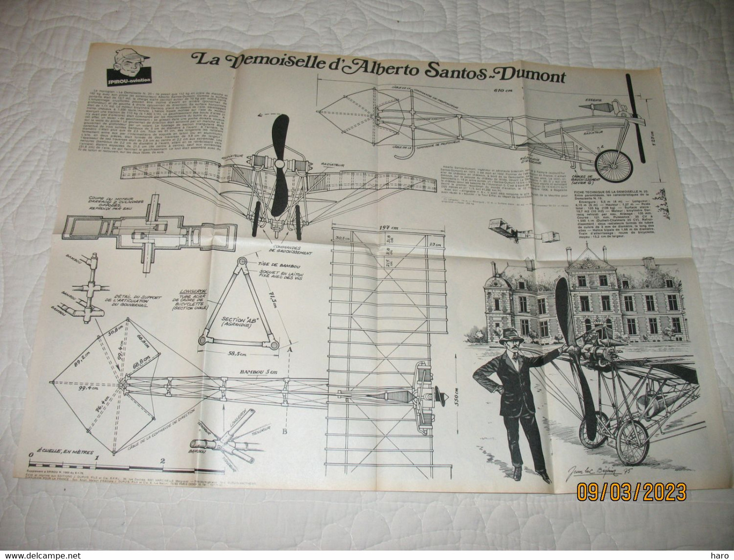 BD - Poster, Affiche - PAPYRUS  - Du Journal SPIROU En 1976 - Au Verso Avion " La Demoiselle " Santos Dumont (B321) - Afiches & Offsets