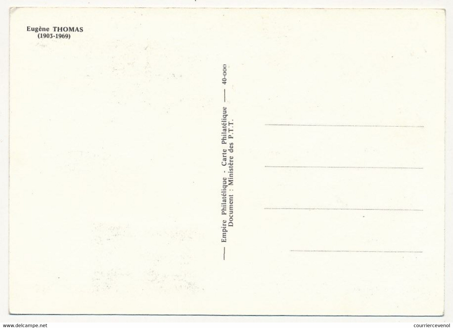 FRANCE - Carte Maximum - 0,80 + 0,20 Eugène THOMAS - Obl Premier Jour 59 Vieux Condé Le Quesnoy 28 Juin 1978 - 1970-1979