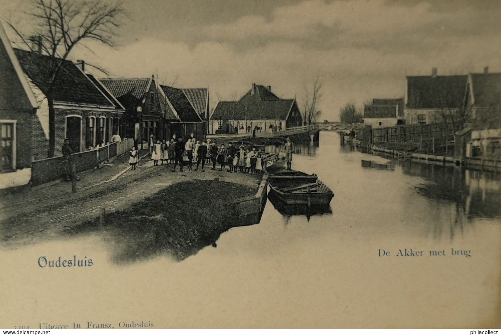 Oudesluis (Gem. Schagen) De Akker Met Brug (Veel Volk) Ca 1900 - Schagen