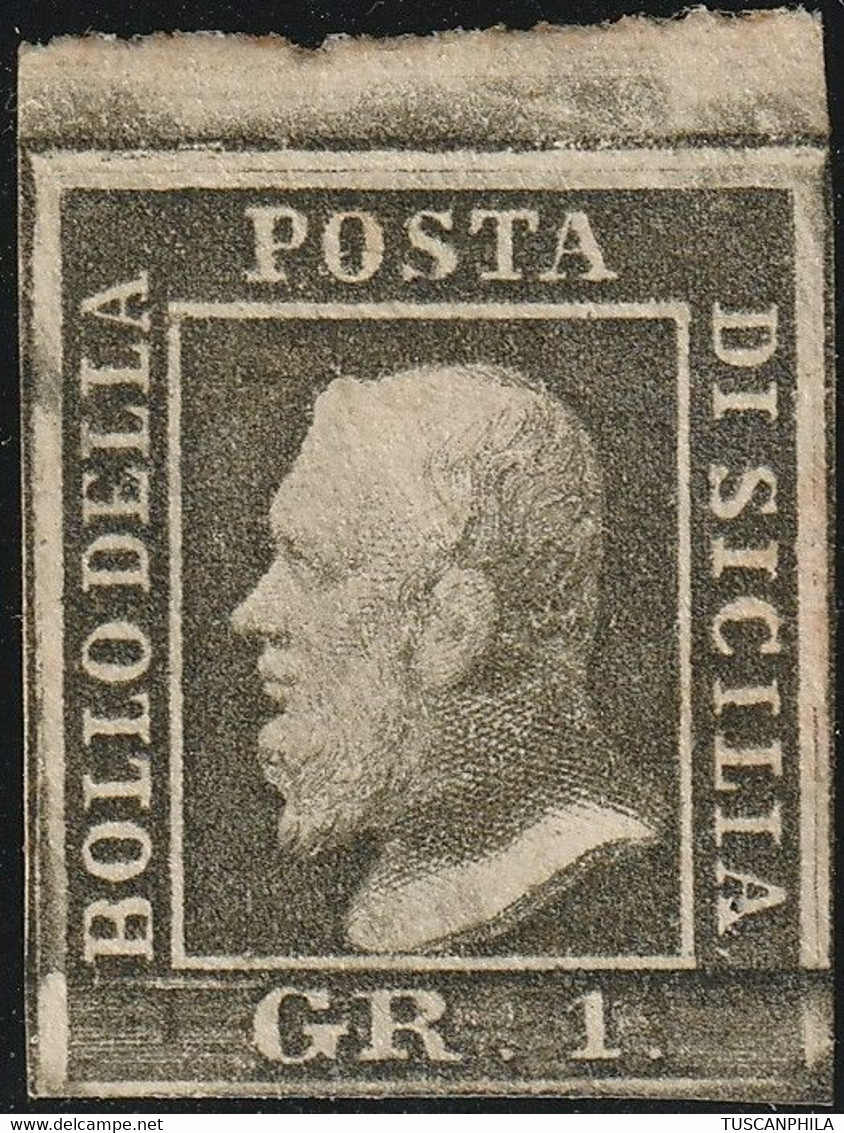 1 Gr. III^ Tav. Verde Oliva Sass 5d Bdf MVLH* Firmato AD. Spl - Sicile