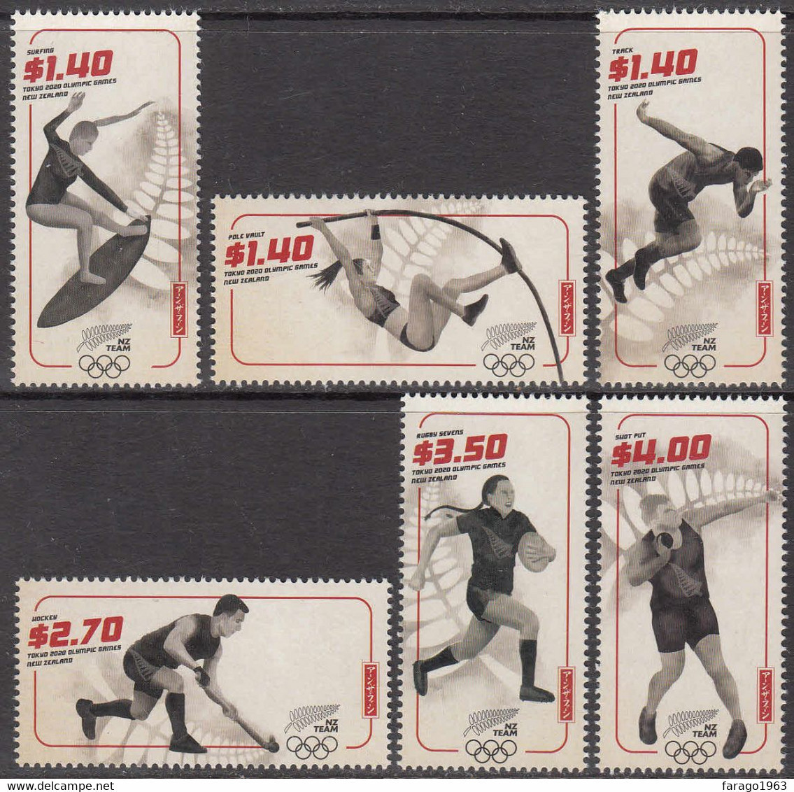 2020 New Zealand Rio Olympics Hockey Rugby Complete Set Of 6 MNH @ BELOW FACE VALUE - Neufs