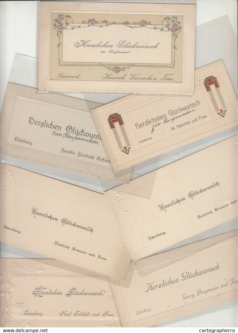 Lot 7 Early Embossed Art Nouveau Confirmation Greetings Cards Luneburg Bardowick - Comuniones