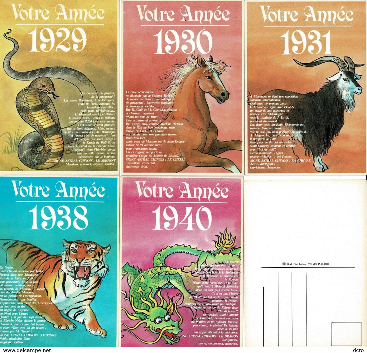 4 CPM Neuves Les Années 1929 30 31 38 40 Horoscope  BM Distribution - Genealogy