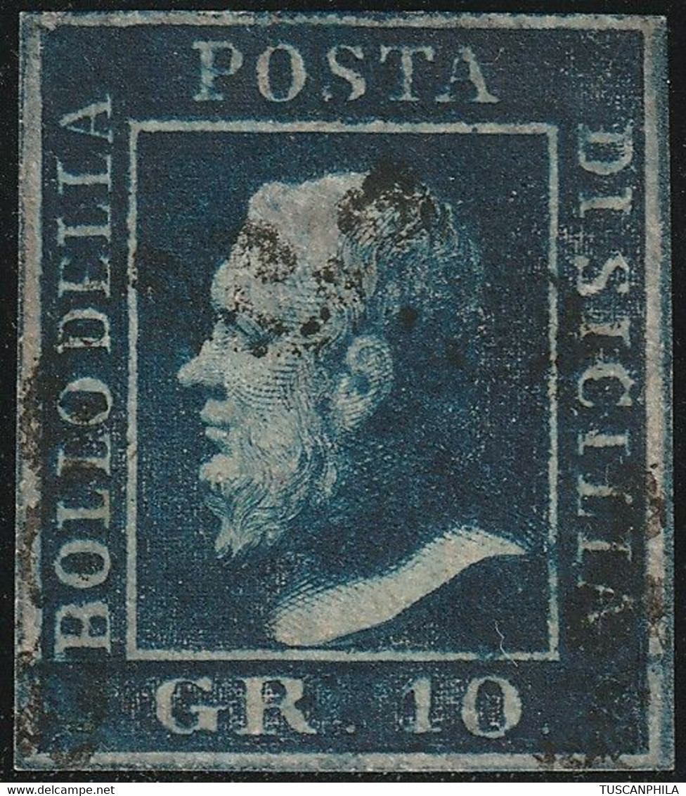 10 Gr Azzurro Cupo Sass 12 Usato Marginato - Sicile