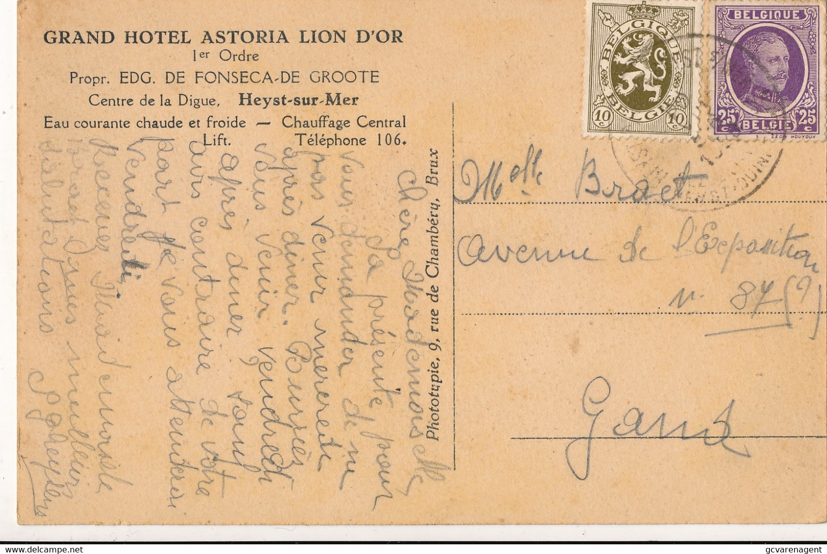 HEIST  GRAND HOTEL ASTORIA LION D'OR       2 SCANS - Heist