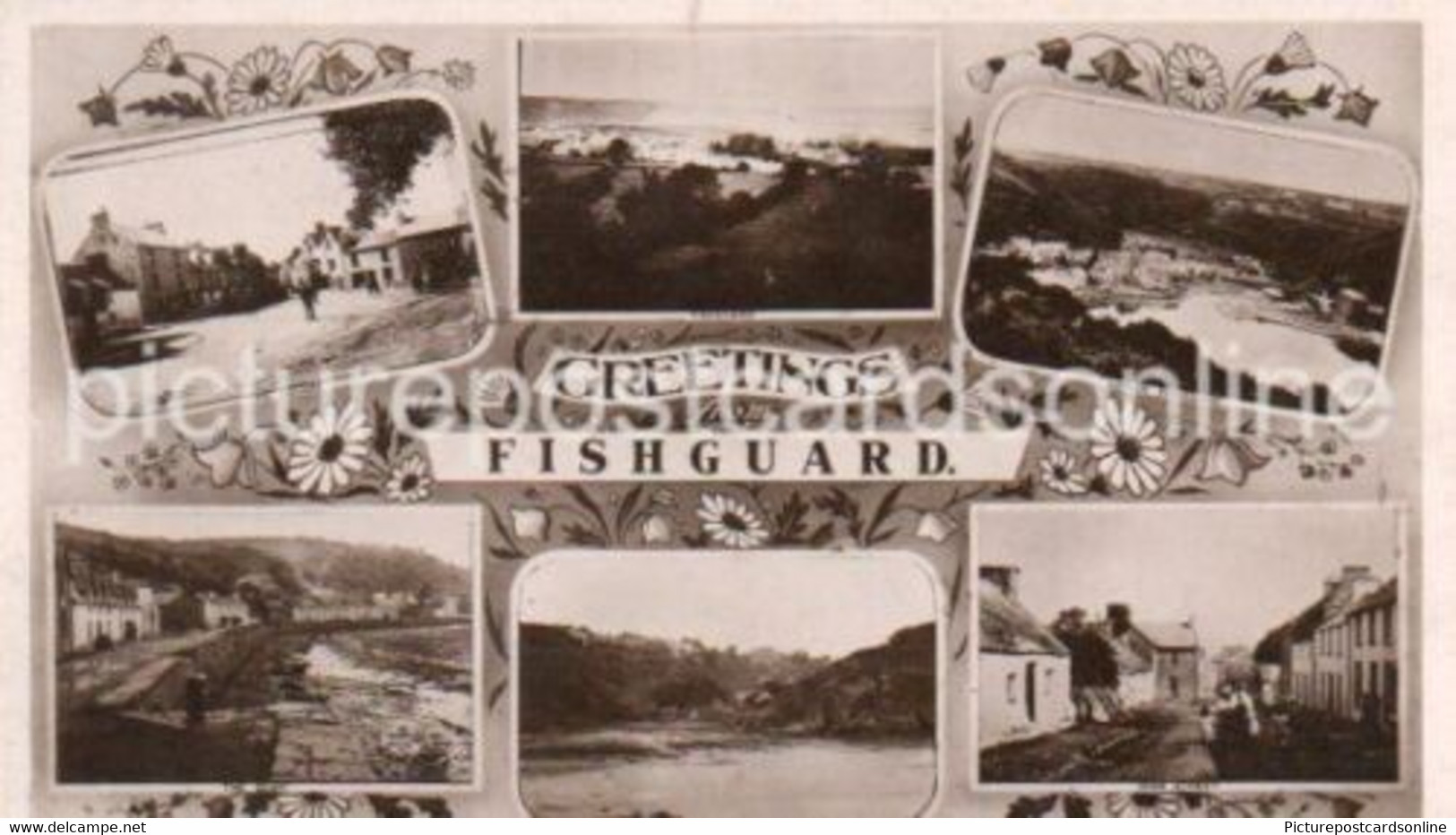 FISHGUARD MULTIVIEW RARE OLD R/P POSTCARD WALES - Pembrokeshire