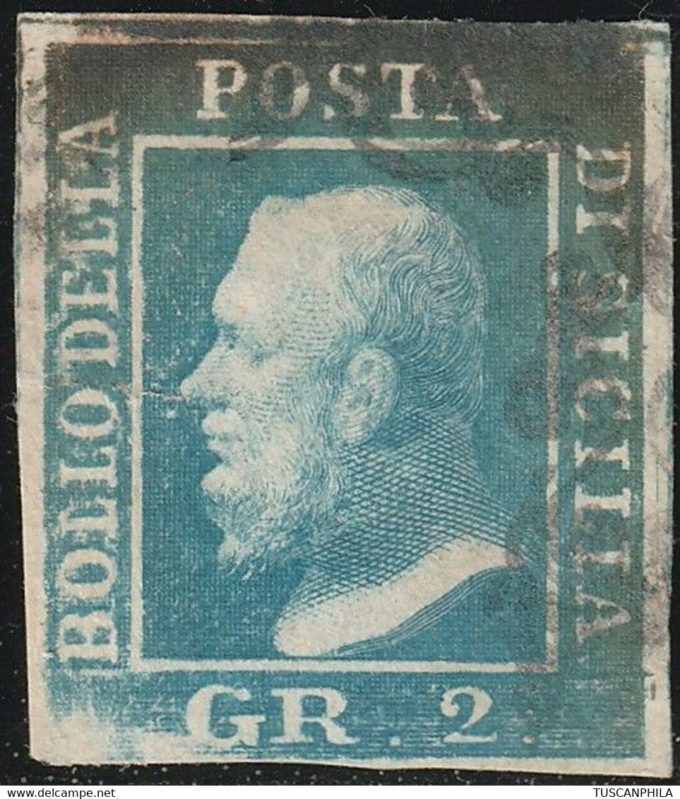 2 Gr II^ Tav. Cobalto NA Pos.41 Sass 7b Usato Marginato - Sicilia