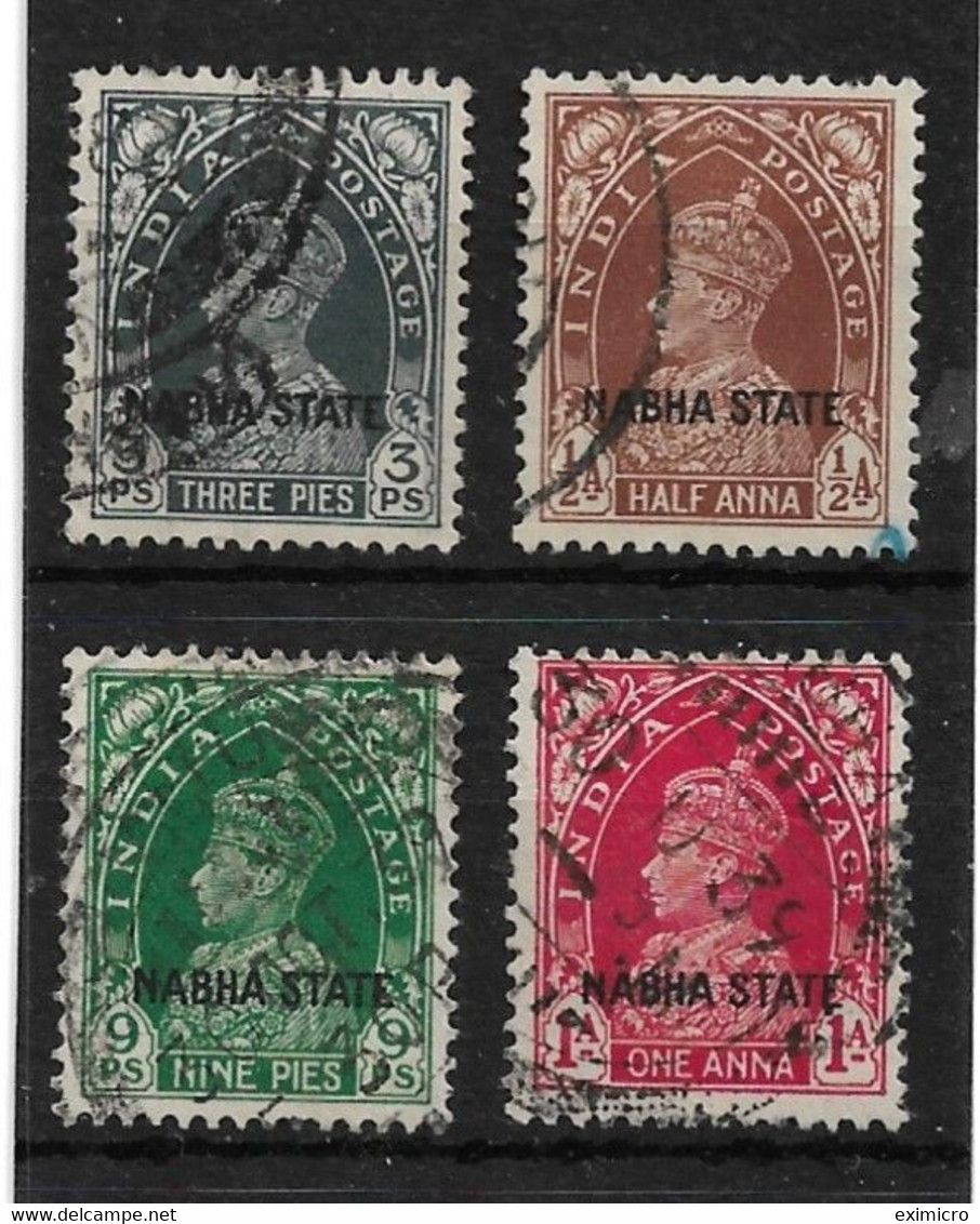 INDIA - NABHA 1938 SET TO 1a SG 77/80 FINE USED Cat £12.50 - Nabha