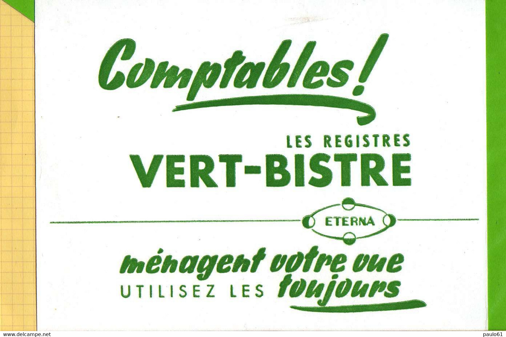 BUVARD &amp; Blotting Paper :  Comptables Les Registres Vert Bistre ETERNA - Papeterie