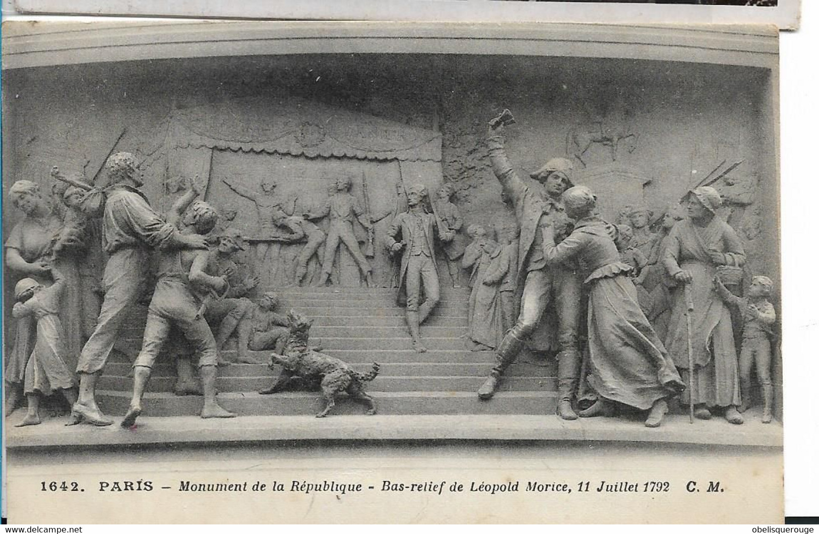 75  PARIS MONUMENT DE LA   REPUBLIQUE BAS RELIEF LEOPOLD MORICE 1792 REVOLUTION FRANCAISE N°1642  PERSONNAGES - Statues