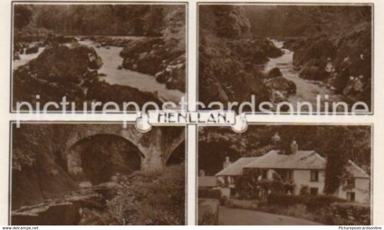 HENLLAN MULTIVIEW RARE OLD R/P POSTCARD WALES - Denbighshire